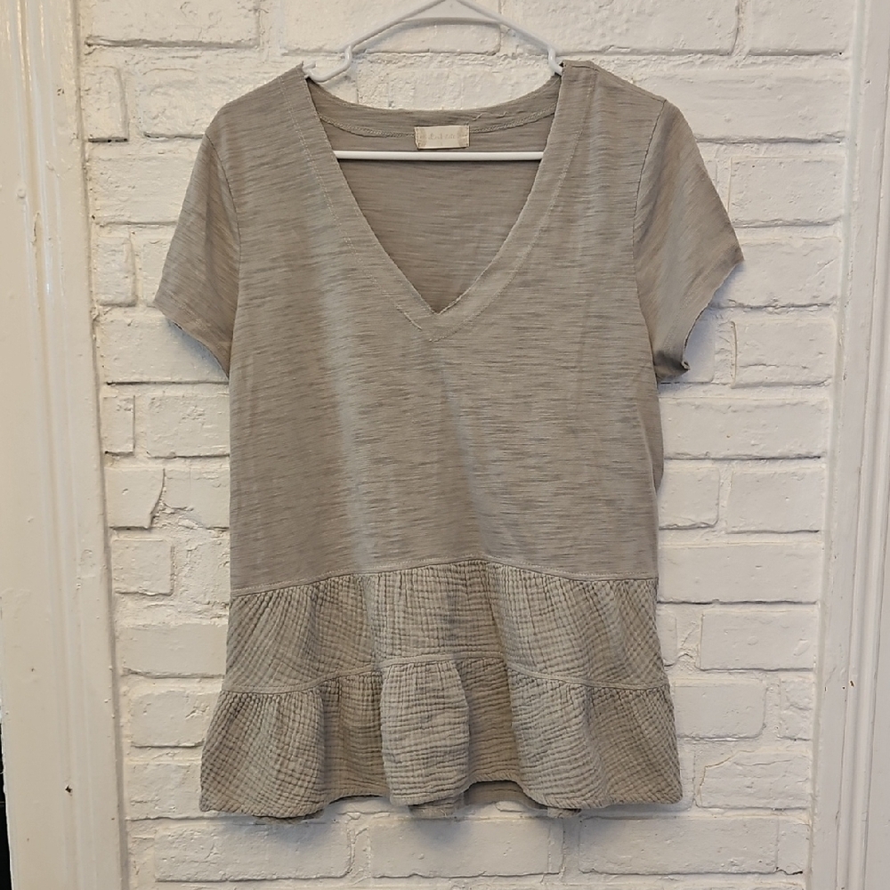 Altar'd State Sage Green V-Neck Women's Peplum Top